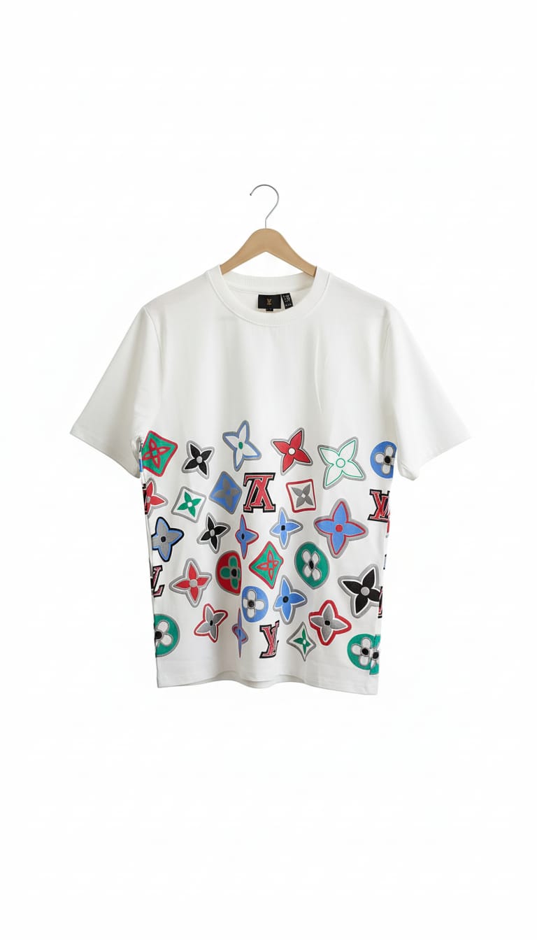 Multicolor Monogram Graphic Oversized T-Shirt - White | Premium Cotton Luxury Streetwear Tee