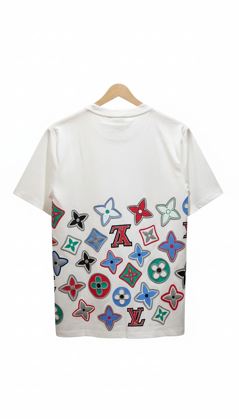 Multicolor Monogram Graphic Oversized T-Shirt - White | Premium Cotton Luxury Streetwear Tee