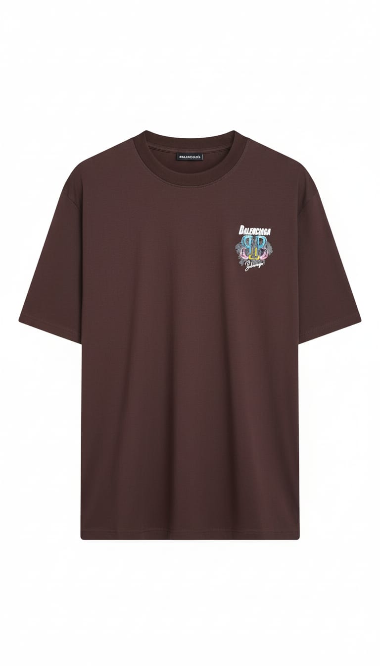 Brown Balenciaga Inspired SB Logo Graphic T-Shirt | Oversized Premium Cotton Streetwear Tee
