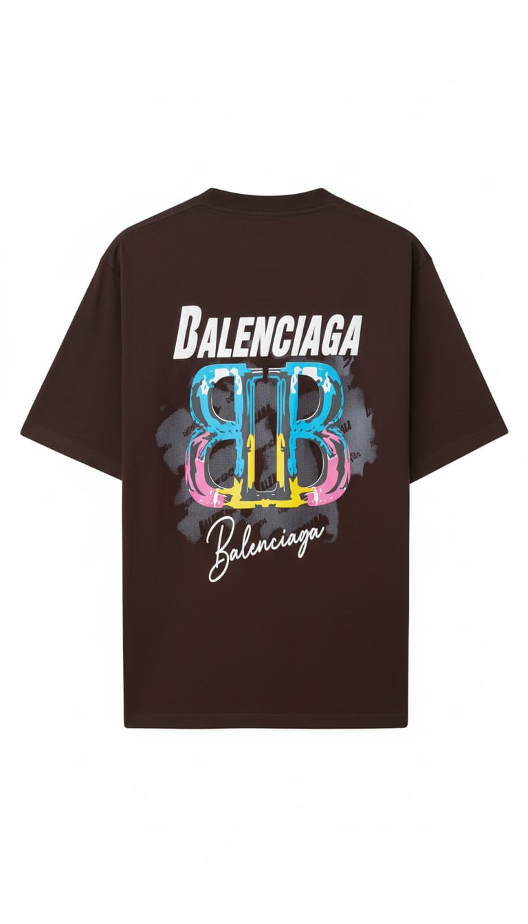 Brown Balenciaga Inspired SB Logo Graphic T-Shirt | Oversized Premium Cotton Streetwear Tee
