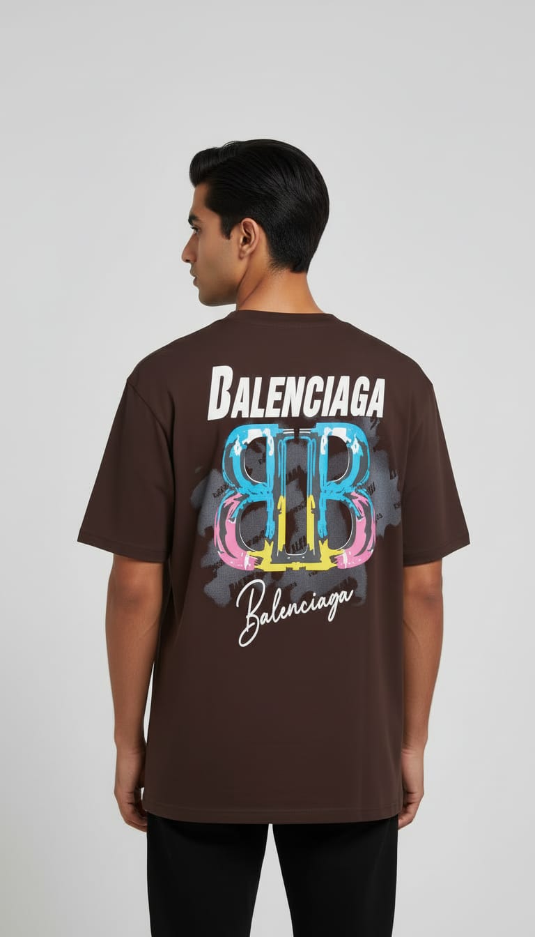 Brown Balenciaga Inspired SB Logo Graphic T-Shirt | Oversized Premium Cotton Streetwear Tee