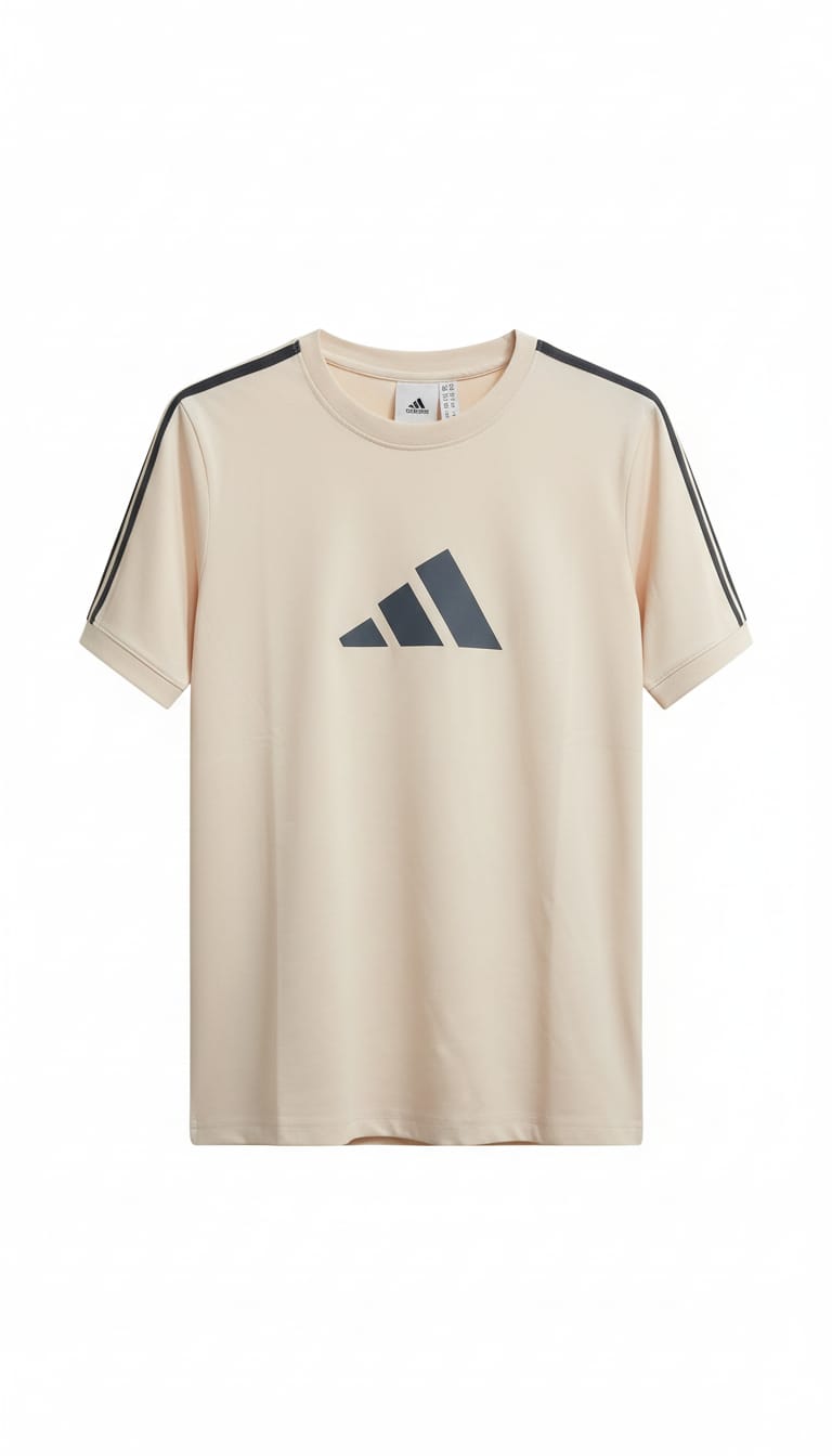 Adidas 3-Stripes Shoulder Logo T-Shirt - Cream & Black | Oversized Cotton Streetwear Tee