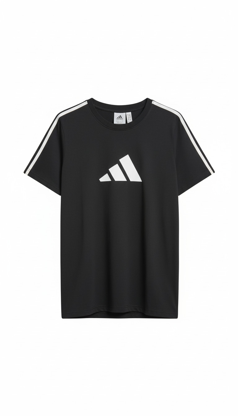 Adidas 3-Stripes Shoulder Logo T-Shirt - Cream & Black | Oversized Cotton Streetwear Tee